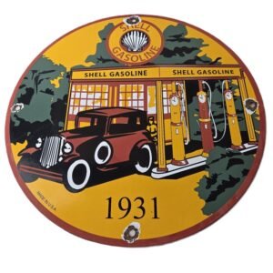 Vintage Shell Gasoline Sign - Shell Clam Gas Car Pump Porcelain Sign