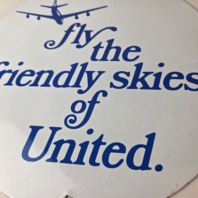 Vintage United Airlines Sign - Aviation Hangar Gas Pump Airplane Porcelain Sign - Image 3