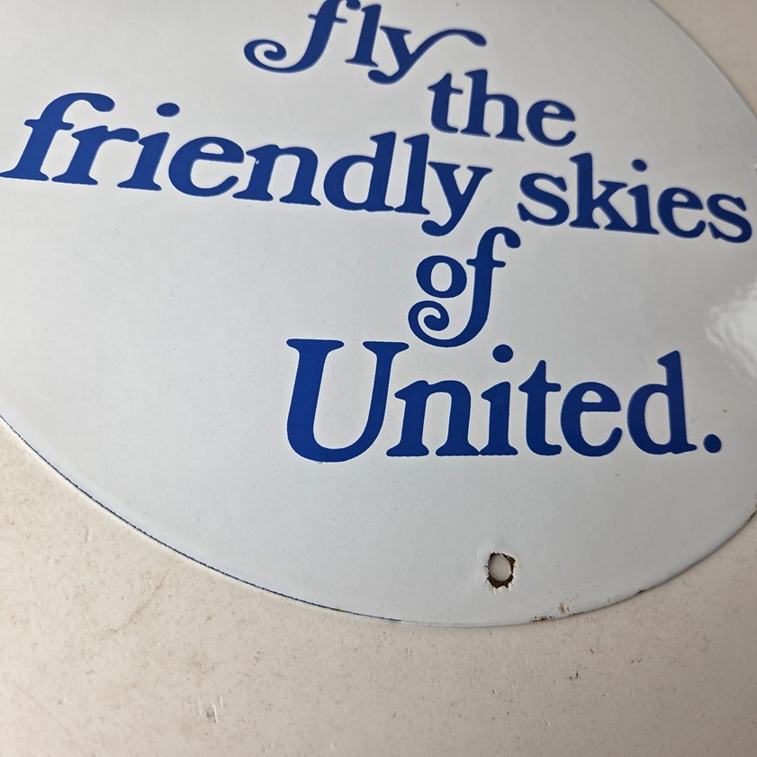 Vintage United Airlines Sign - Aviation Hangar Gas Pump Airplane Porcelain Sign - Image 6