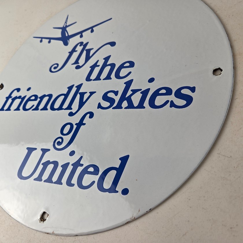 Vintage United Airlines Sign - Aviation Hangar Gas Pump Airplane Porcelain Sign - Image 12