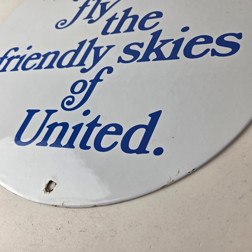 Vintage United Airlines Sign - Aviation Hangar Gas Pump Airplane Porcelain Sign - Image 13