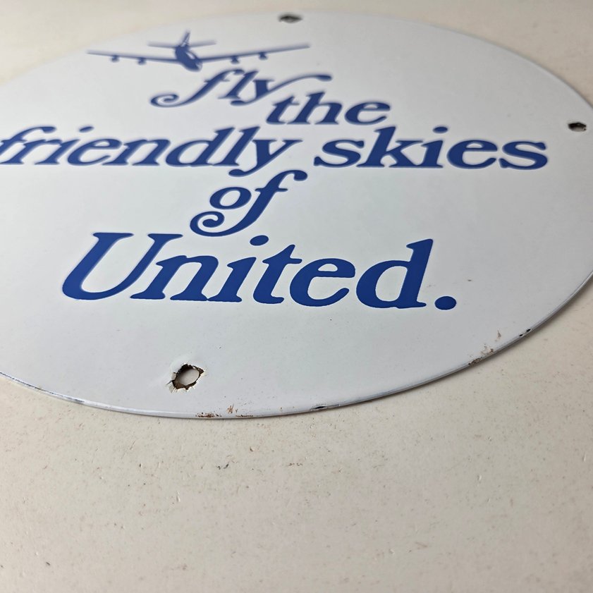 Vintage United Airlines Sign - Aviation Hangar Gas Pump Airplane Porcelain Sign - Image 10