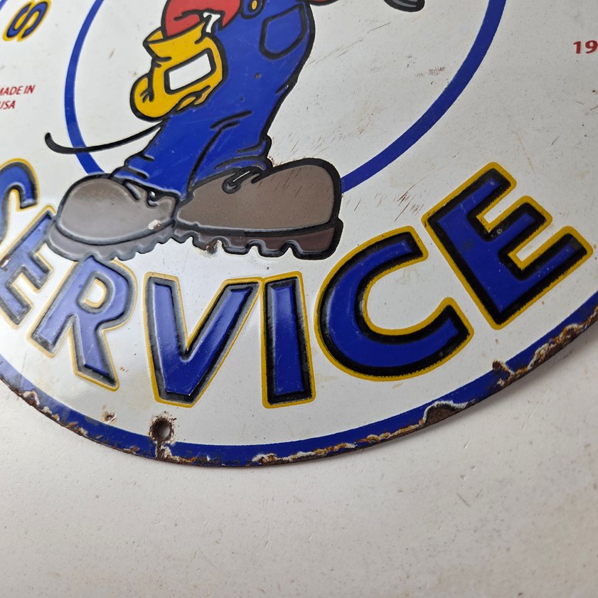 Vintage Super Chevrolet Sign - Porcelain Crossover Mickey Mouse Service Sign - Image 12