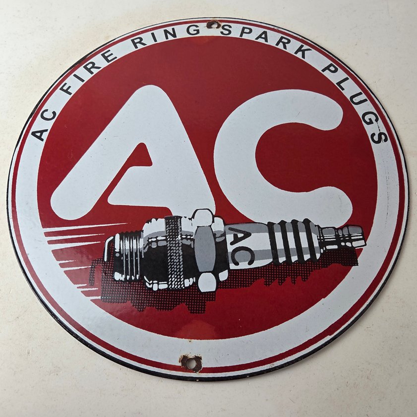 Vintage AC Spark Plugs Sign - Mechanic Automotive Garage Shop Gas Pump Sign - Image 14