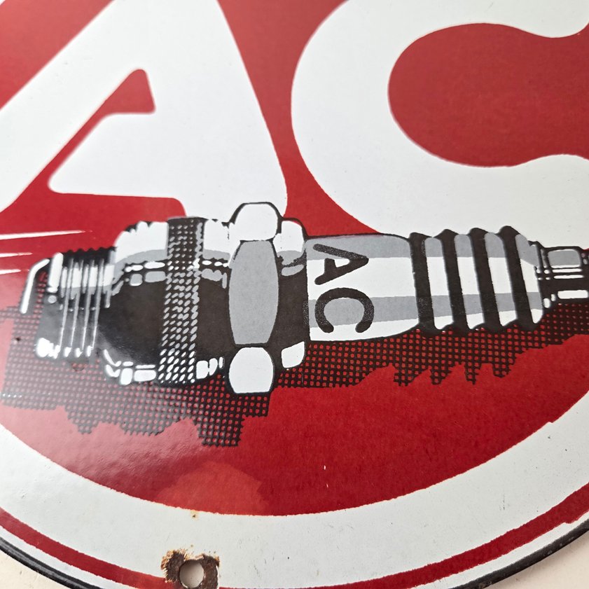 Vintage AC Spark Plugs Sign - Mechanic Automotive Garage Shop Gas Pump Sign - Image 3