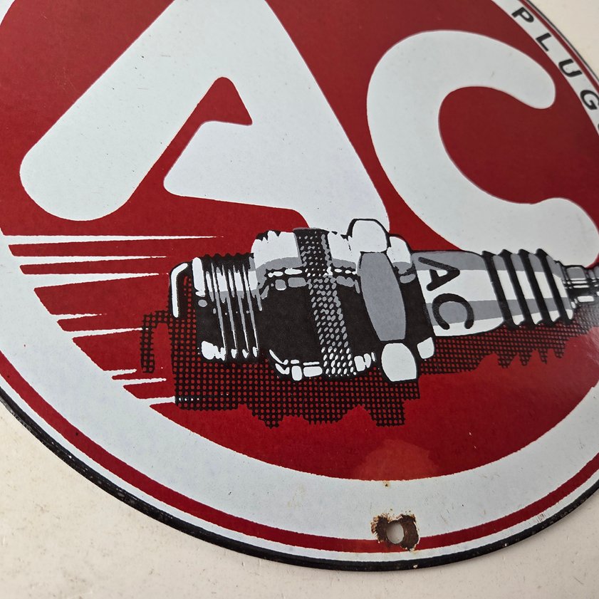 Vintage AC Spark Plugs Sign - Mechanic Automotive Garage Shop Gas Pump Sign - Image 8