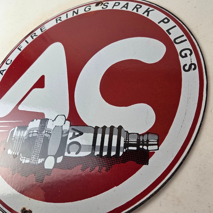 Vintage AC Spark Plugs Sign - Mechanic Automotive Garage Shop Gas Pump Sign - Image 5