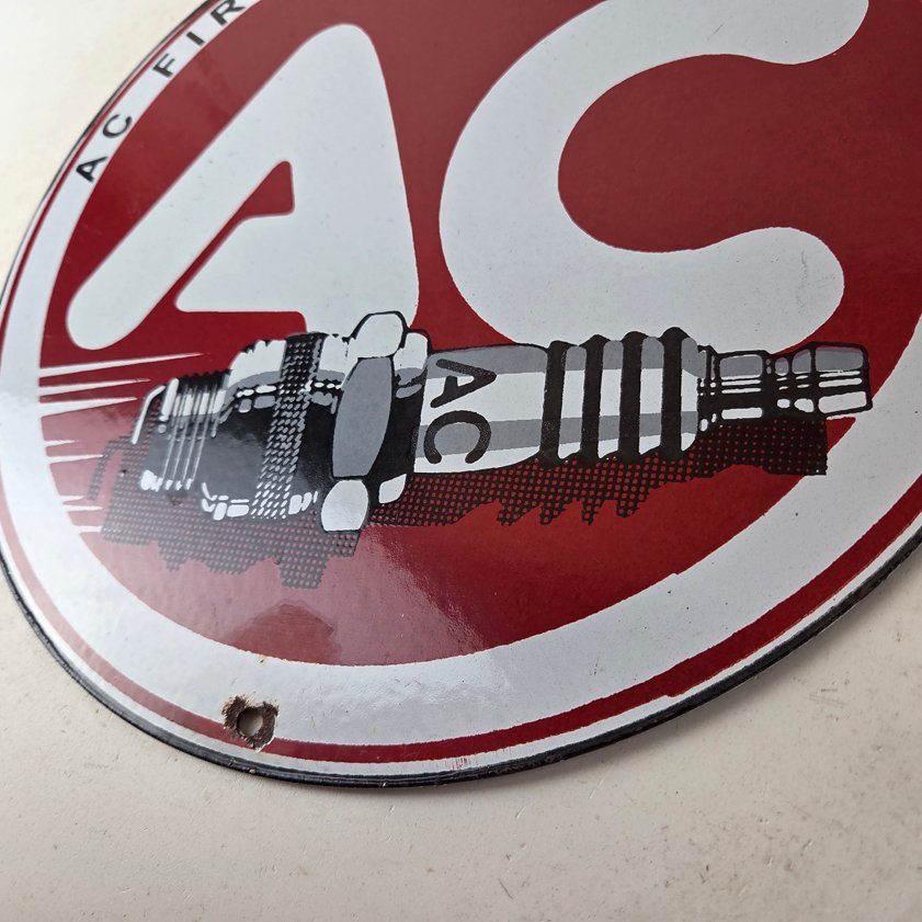 Vintage AC Spark Plugs Sign - Mechanic Automotive Garage Shop Gas Pump Sign - Image 6