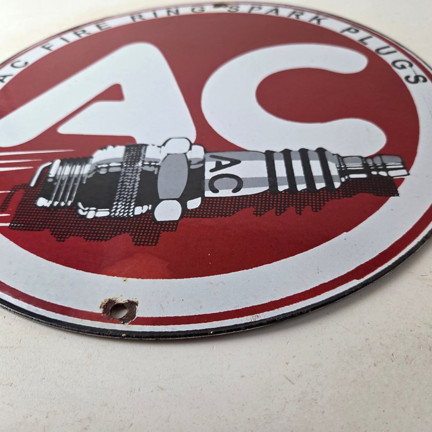 Vintage AC Spark Plugs Sign - Mechanic Automotive Garage Shop Gas Pump Sign - Image 4