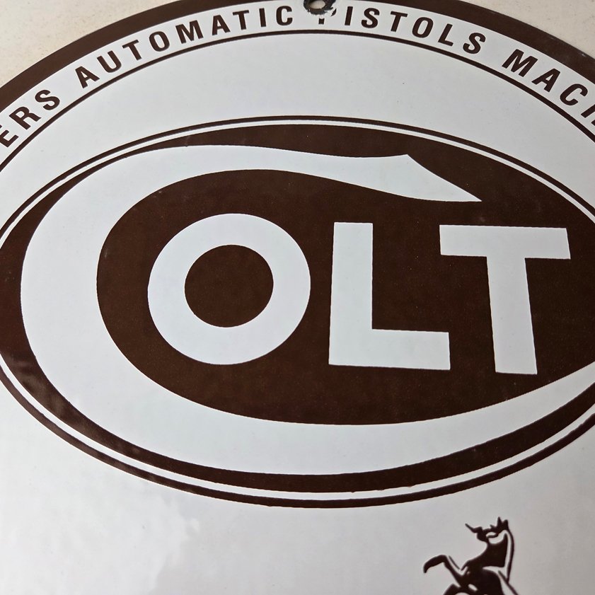 Vintage Colt Firearms Sign - Porcelain Pistols Guns Ammo Gas Service Pump Sign - Image 2