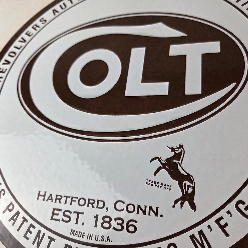 Vintage Colt Firearms Sign - Porcelain Pistols Guns Ammo Gas Service Pump Sign - Image 3