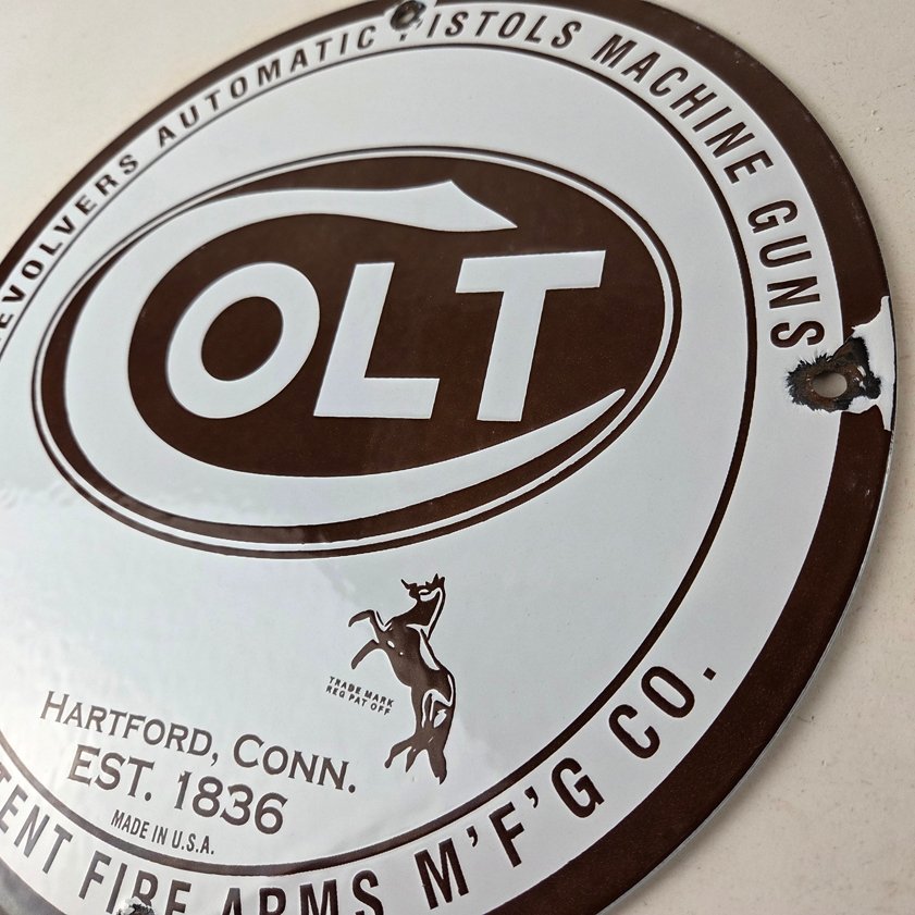 Vintage Colt Firearms Sign - Porcelain Pistols Guns Ammo Gas Service Pump Sign - Image 12