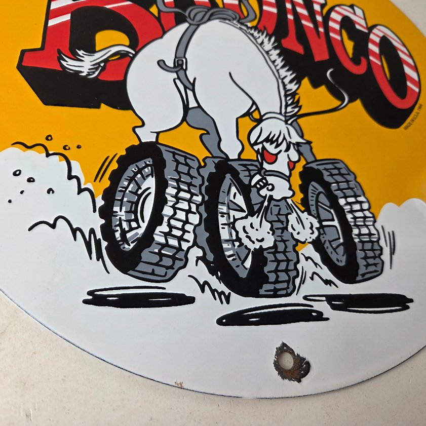 Vintage Ford Bronco Service Porcelain Sign - Gas Pump Porcelain Auto Sign - Image 10