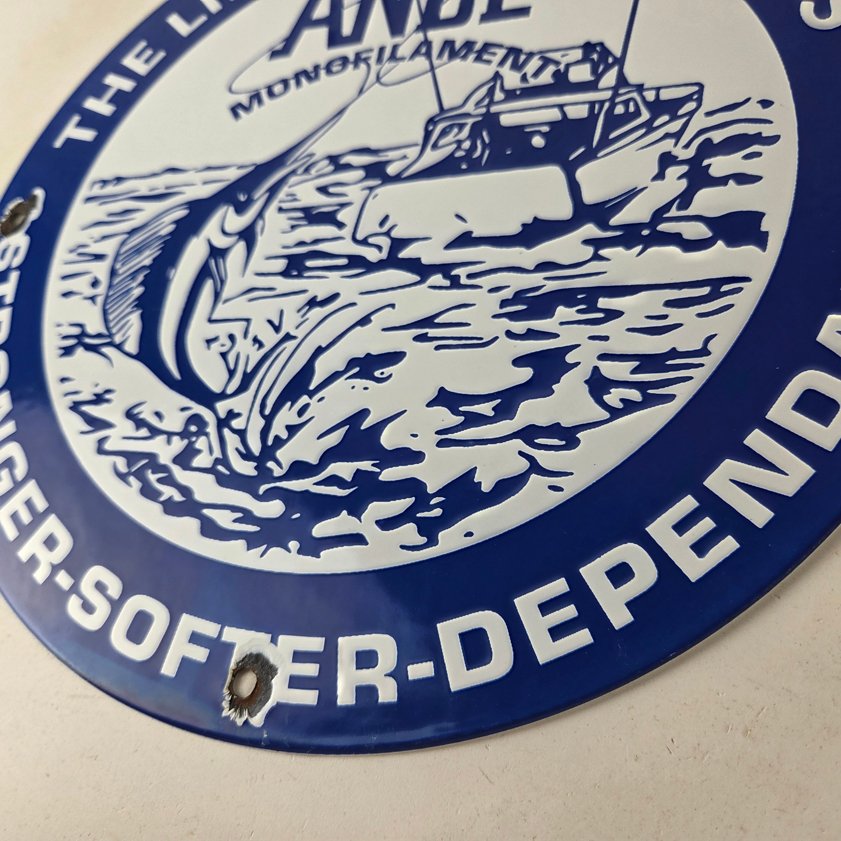 Vintage Ande Monofilament Sign - Fishing Line Tackle Gas Service Pump Sign - Image 13