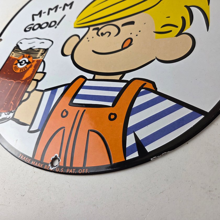 Vintage A&W Root Beer Sign - Dennis the Menace Porcelain Diner Gas Pump Sign - Image 13