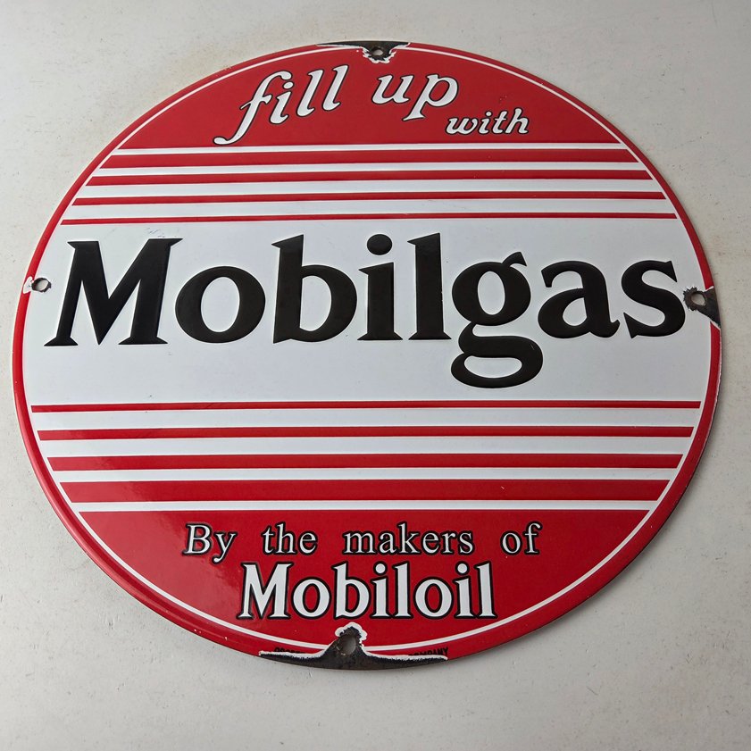 Vintage porcelain gas pump plate signs