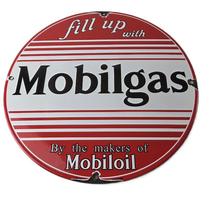 Vintage porcelain gas pump plate signs