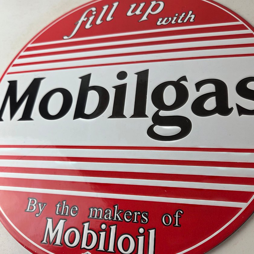 Vintage Mobilgas Porcelain Sign - Mobil Fill Up Porcelain Gas Pump Plate Sign - Image 3