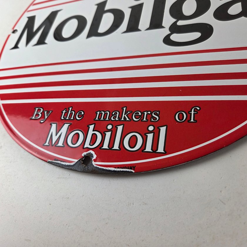 Vintage Mobilgas Porcelain Sign - Mobil Fill Up Porcelain Gas Pump Plate Sign - Image 12