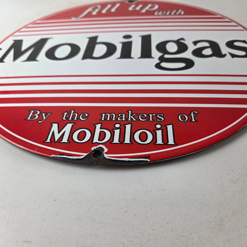 Vintage Mobilgas Porcelain Sign - Mobil Fill Up Porcelain Gas Pump Plate Sign - Image 13