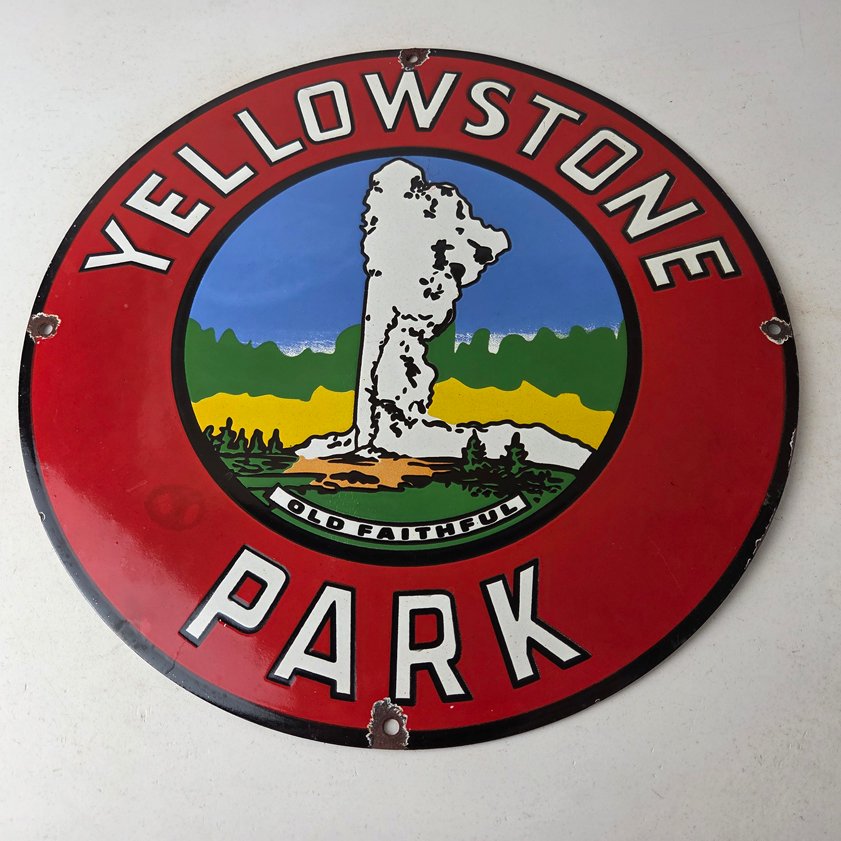 Vintage porcelain gas pump plate signs