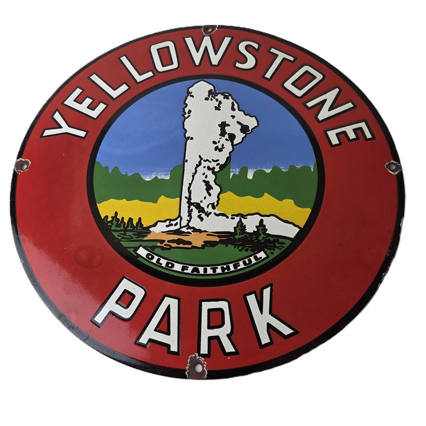Vintage porcelain gas pump plate signs