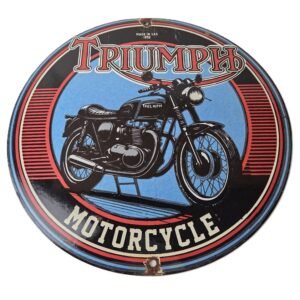 Vintage Triumph Motorcycle Sign - Gas Pump Garage Porcelain Service Sign