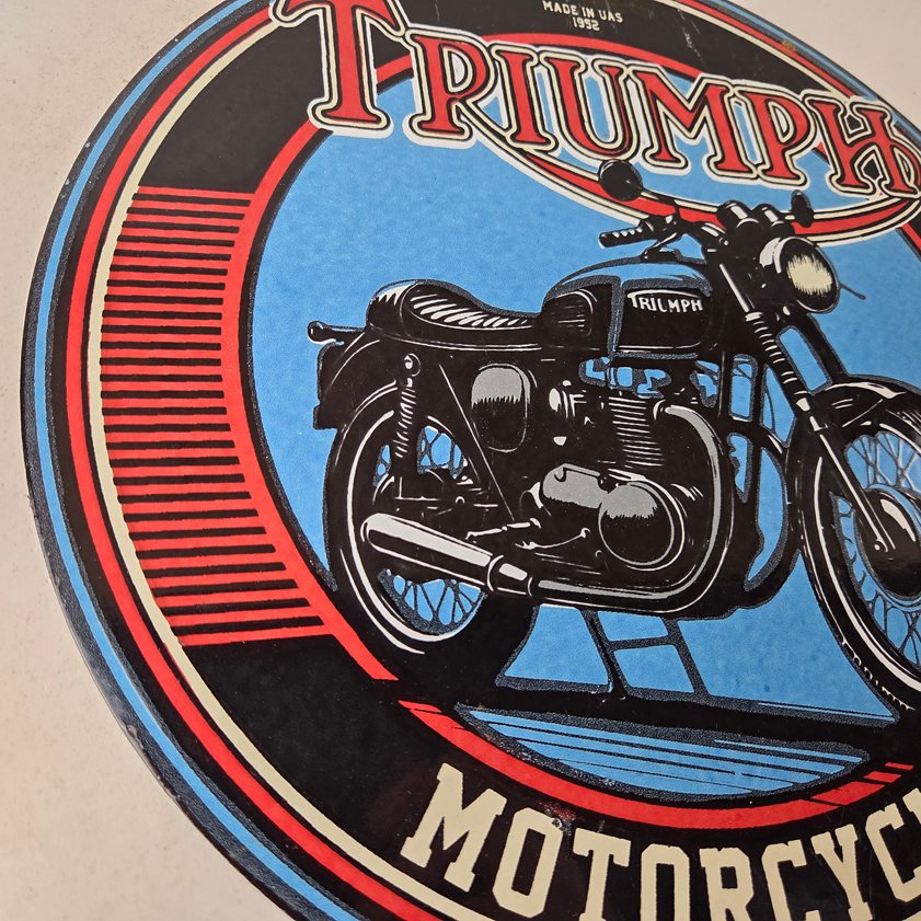 Vintage Triumph Motorcycle Sign - Gas Pump Garage Porcelain Service Sign - Image 5