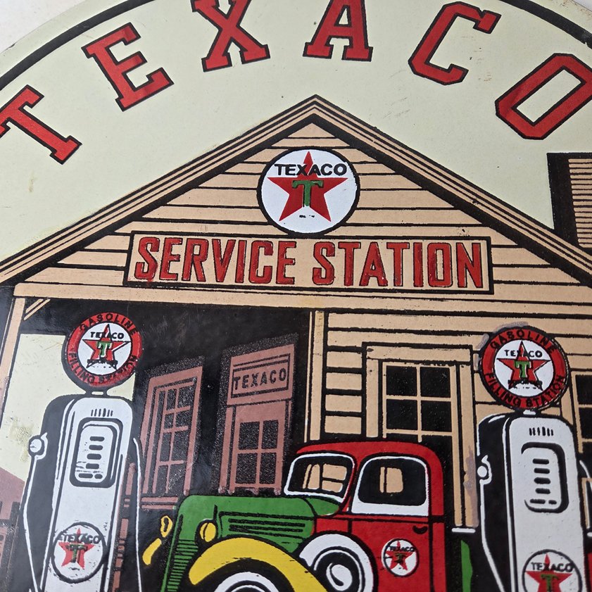 Vintage Texaco Gasoline Advertisement Sign - Gas Service Station Porcelain Sign - Image 2
