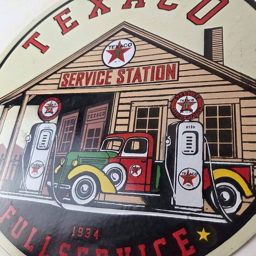 Vintage Texaco Gasoline Advertisement Sign - Gas Service Station Porcelain Sign - Image 3