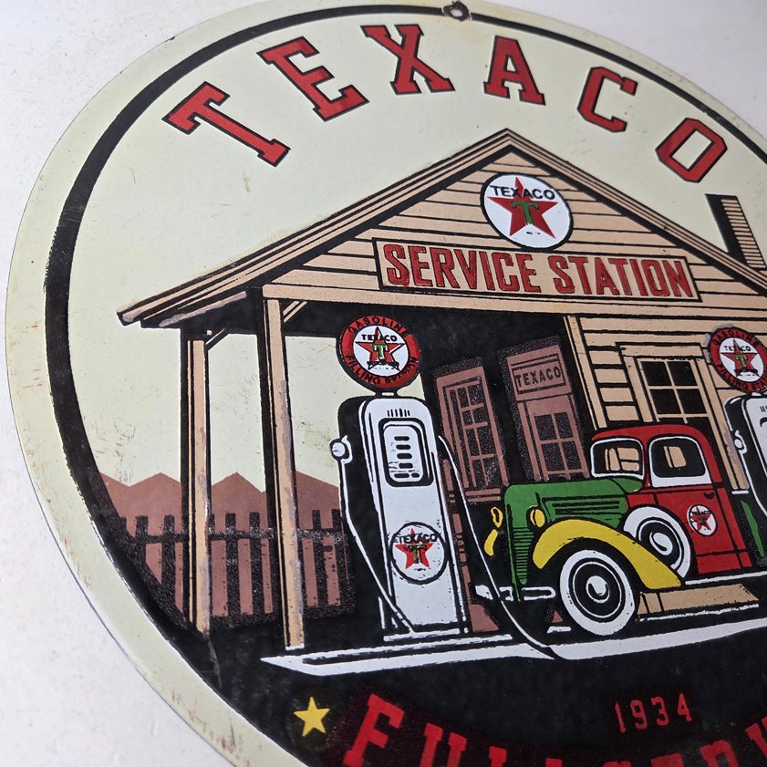 Vintage Texaco Gasoline Advertisement Sign - Gas Service Station Porcelain Sign - Image 9