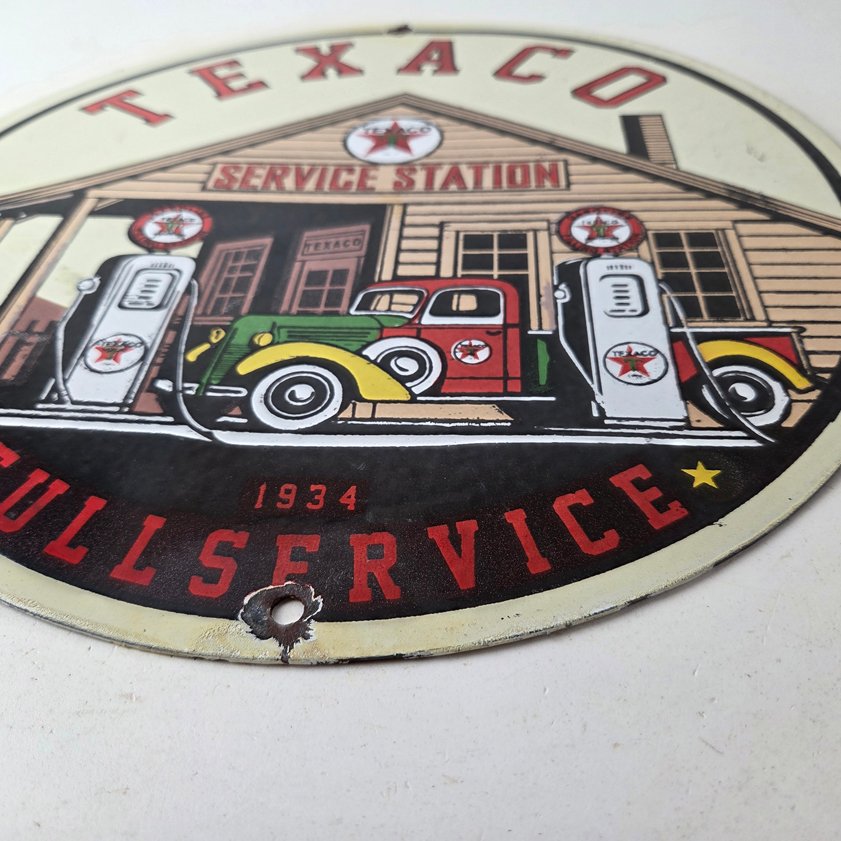 Vintage Texaco Gasoline Advertisement Sign - Gas Service Station Porcelain Sign - Image 8