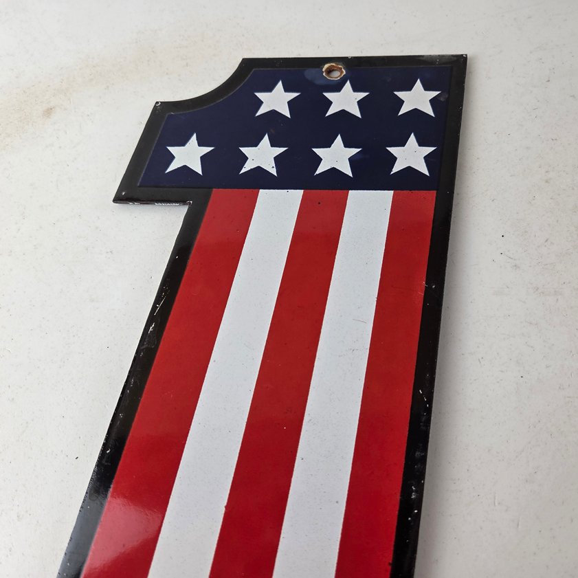 Vintage Harley Davidson Motorcycles Sign - Porcelain USA American Flag Gas Sign - Image 2