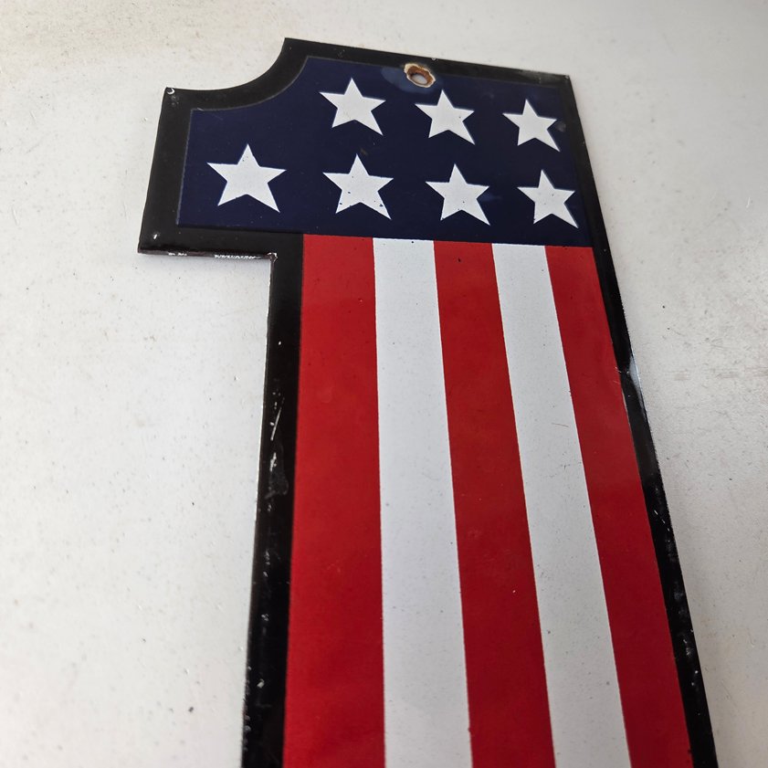 Vintage Harley Davidson Motorcycles Sign - Porcelain USA American Flag Gas Sign - Image 8