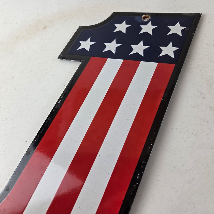 Vintage Harley Davidson Motorcycles Sign - Porcelain USA American Flag Gas Sign - Image 11