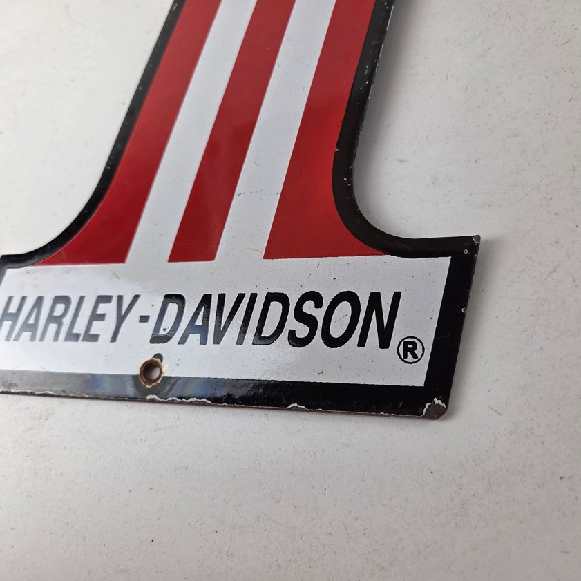 Vintage Harley Davidson Motorcycles Sign - Porcelain USA American Flag Gas Sign - Image 13