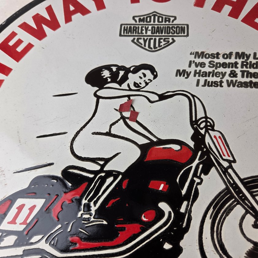 Vintage Harley Davidson Motorcycles Sign - Gas Pump Gateway West Porcelain Sign - Image 2