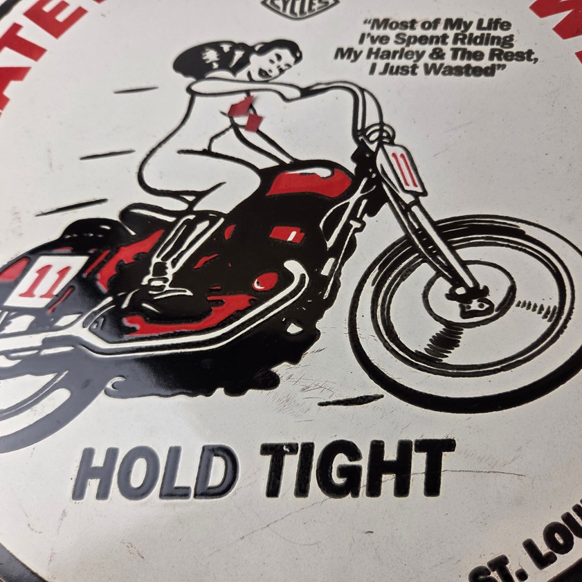Vintage Harley Davidson Motorcycles Sign - Gas Pump Gateway West Porcelain Sign - Image 3