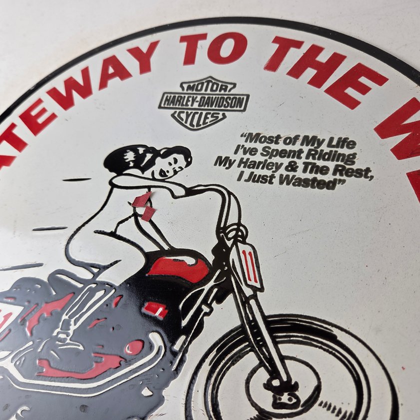 Vintage Harley Davidson Motorcycles Sign - Gas Pump Gateway West Porcelain Sign - Image 11