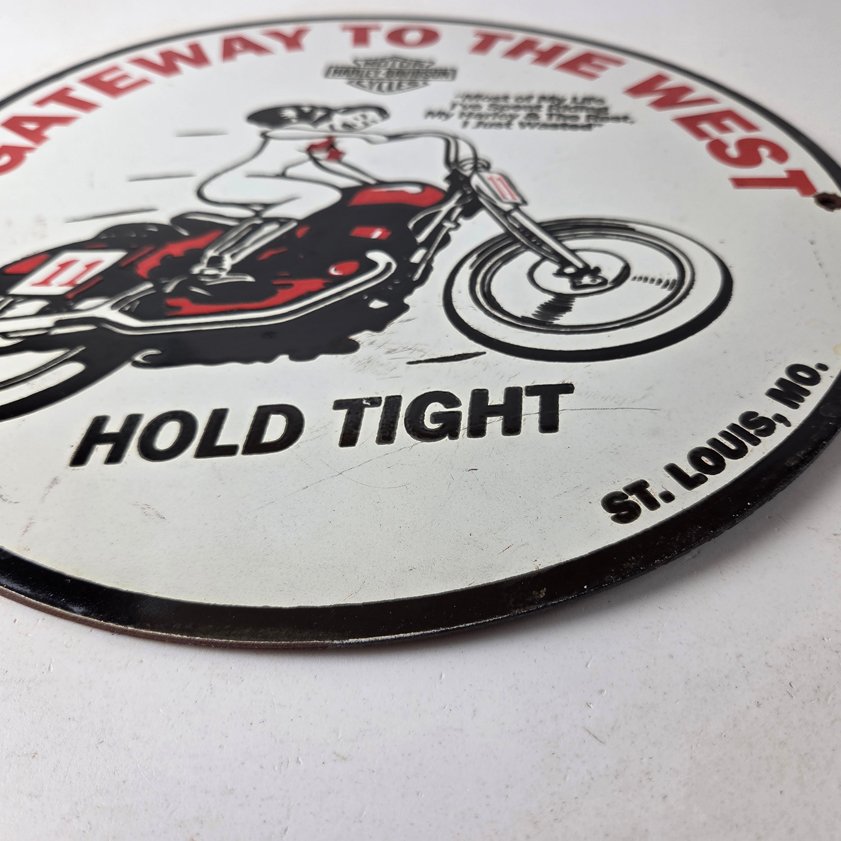 Vintage Harley Davidson Motorcycles Sign - Gas Pump Gateway West Porcelain Sign - Image 10
