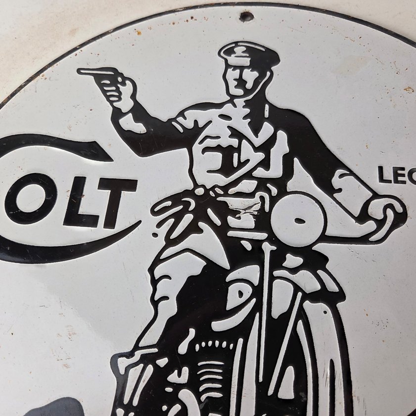 Vintage Colt Firearms Porcelain Sign - Guns Motorcycle Gas Service Pump Sign - Image 2