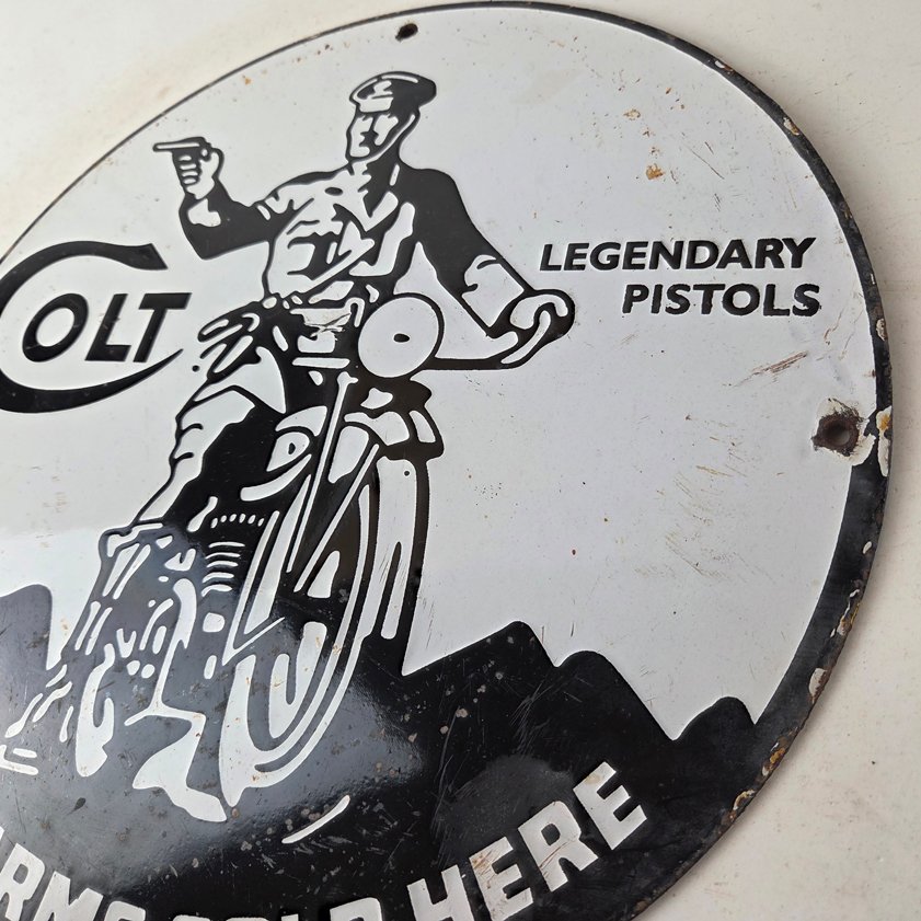 Vintage Colt Firearms Porcelain Sign - Guns Motorcycle Gas Service Pump Sign - Image 12
