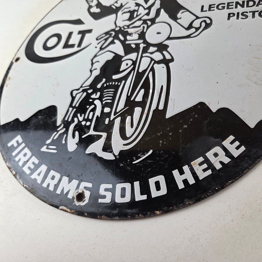Vintage Colt Firearms Porcelain Sign - Guns Motorcycle Gas Service Pump Sign - Image 13