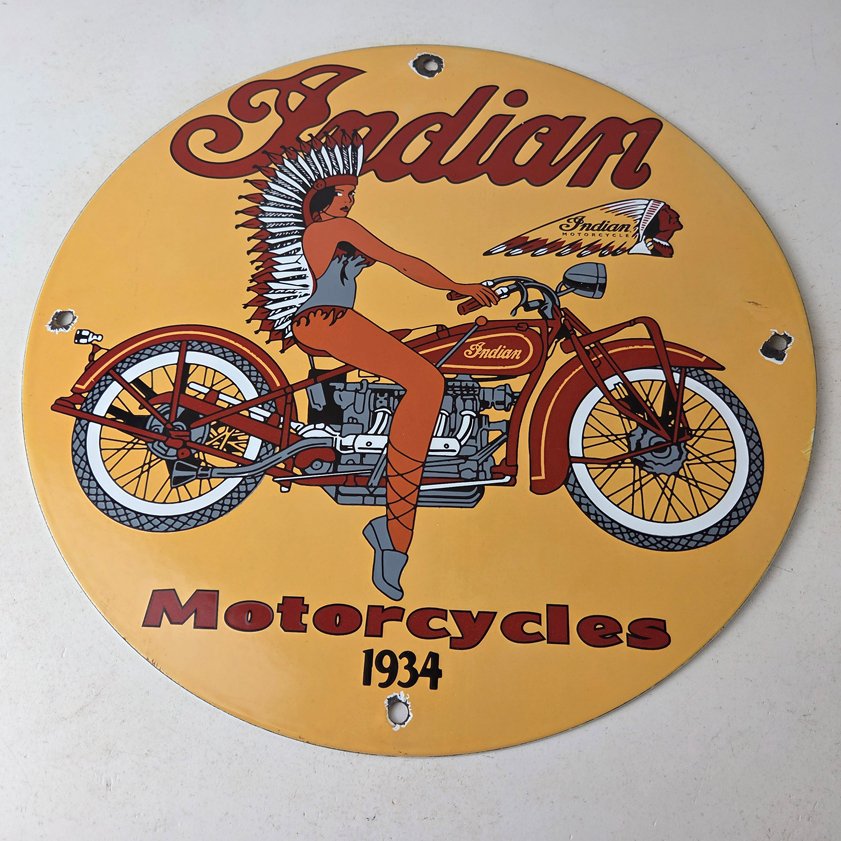Vintage Indian Gasoline Sign - Classic Native American Gas Pump Pump Nozzle Sign