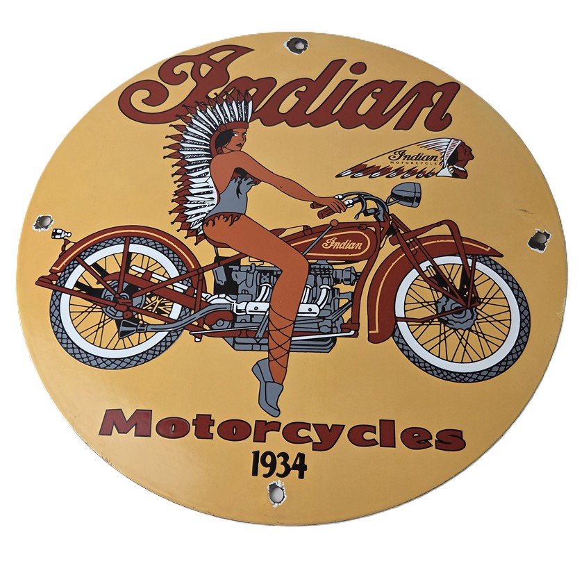 Vintage Indian Gasoline Sign - Classic Native American Gas Pump Pump Nozzle Sign