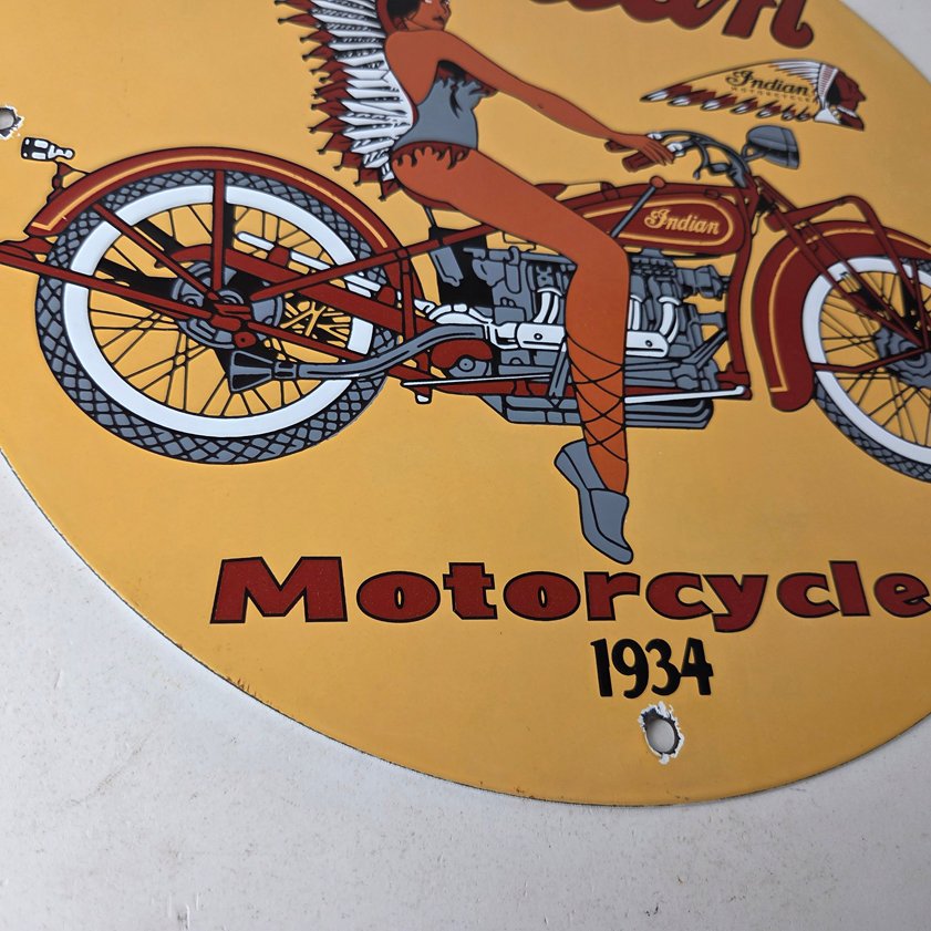 Vintage Indian Motorcycles Sign - Porcelain Gas Pump Service Station Sign - Image 10