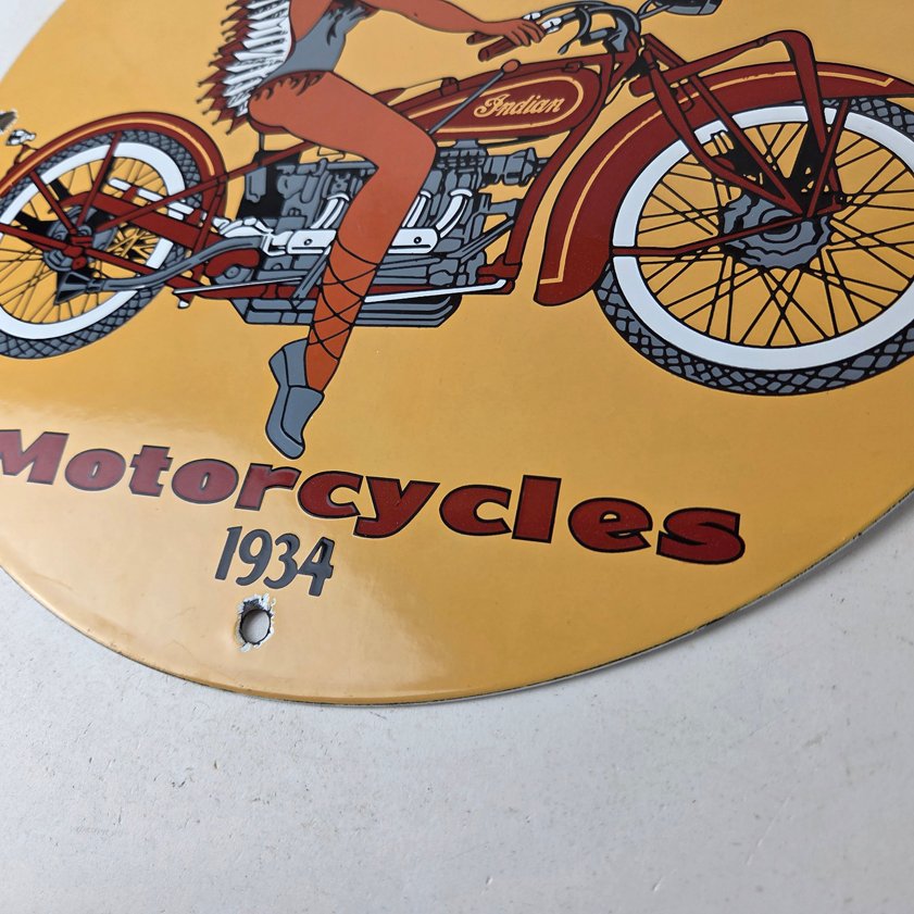 Vintage Indian Motorcycles Sign - Porcelain Gas Pump Service Station Sign - Image 13
