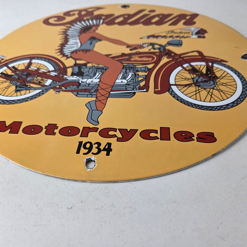 Vintage Indian Motorcycles Sign - Porcelain Gas Pump Service Station Sign - Image 9