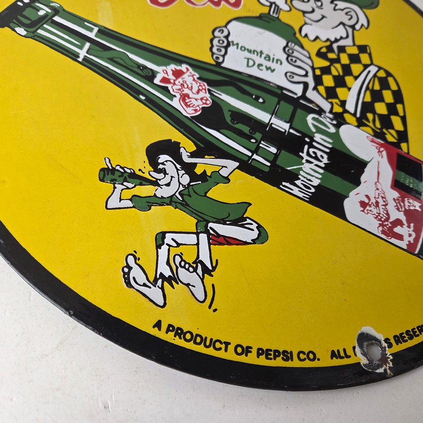 Vintage Mountain Dew Porcelain Sign - Moonshiner Bottle Boy Sign - Image 6