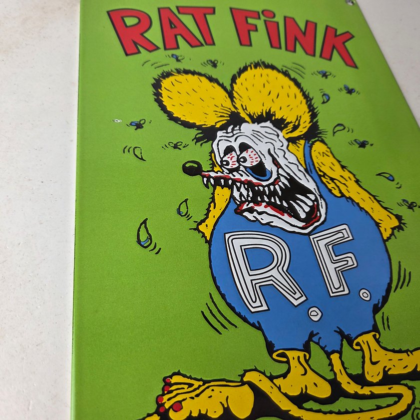 Vintage Rat Fink Sign - Big Daddy Roth Gas Pump Porcelain Garage Shop Sign - Image 5